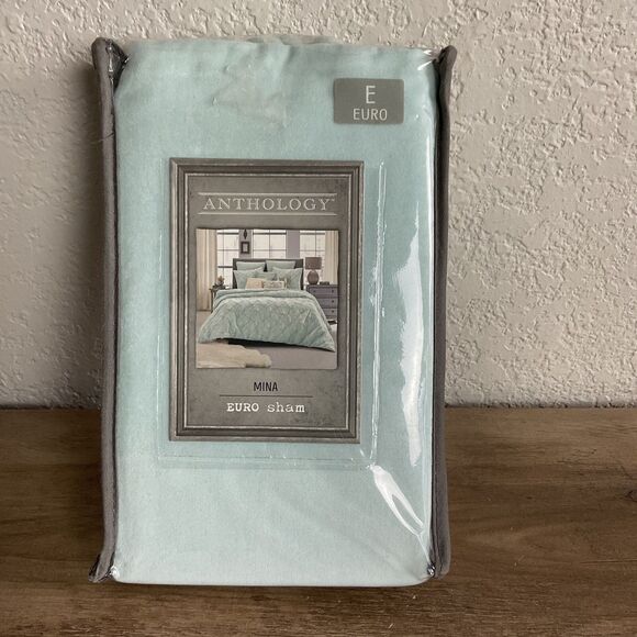 Anthology Other - ANTHOLOGY  EURO SHAM Aqua Blue MINA Velvety Soft 100% Cotton Pom Pom